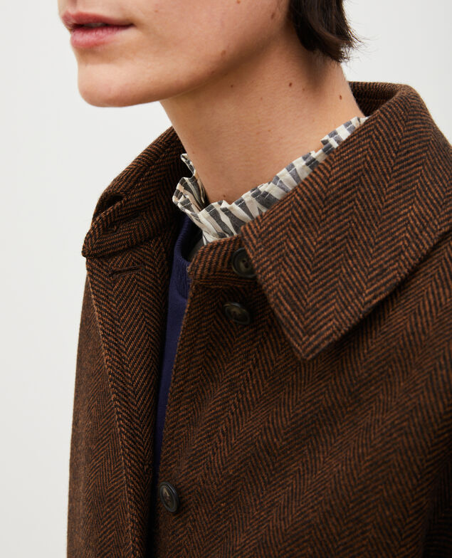 Chaqueta de trabajo de lana con botones Coffee bean