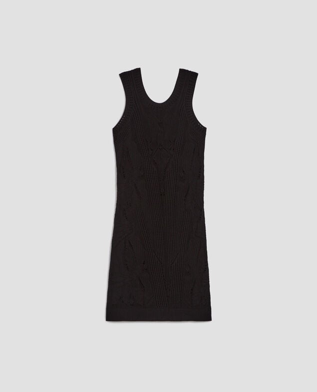 Vestido corto de crochet con motivo floral H091 black beauty