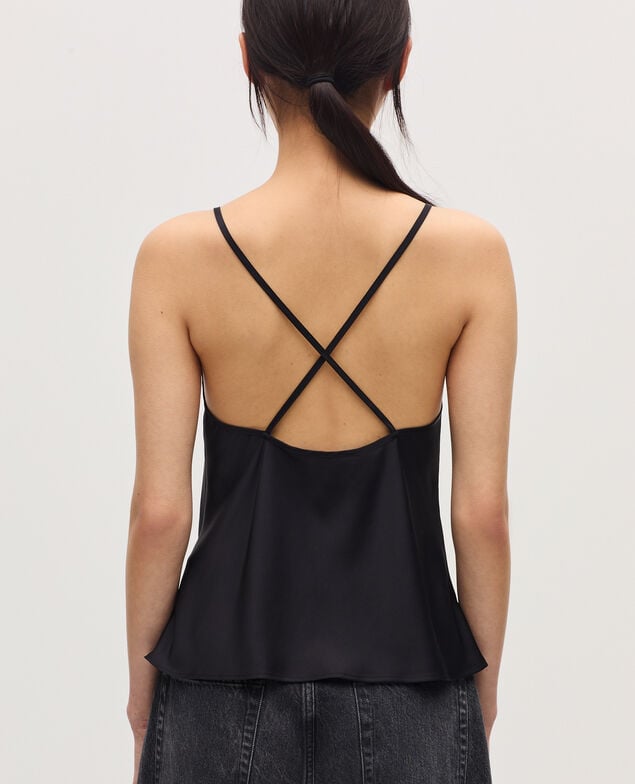 Top satinado con tirantes finos H091 black beauty