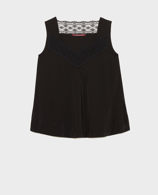 Top de seda y encaje con tirantes Black beauty