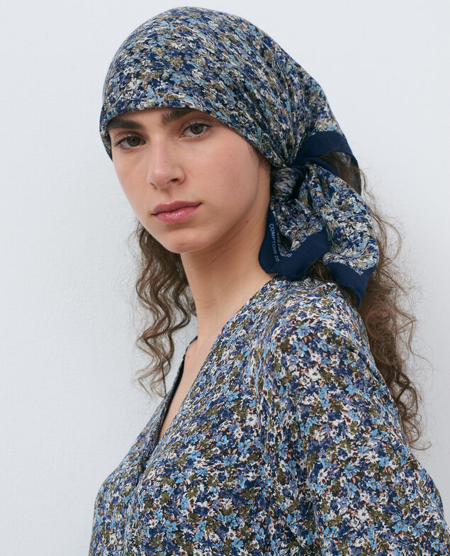 Pañuelo de lana estampado Stone blue