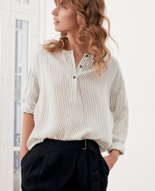 Blusa rayada Off white/black stripes