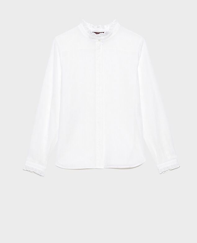 Camisa con cuello de volantes Brilliant white