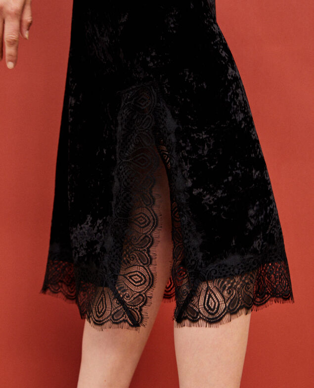 Vestido de terciopelo y encaje Negro