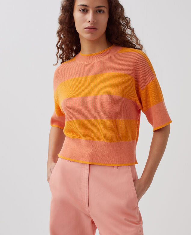 Jersey cropped de manga corta y lino H230 large sheen