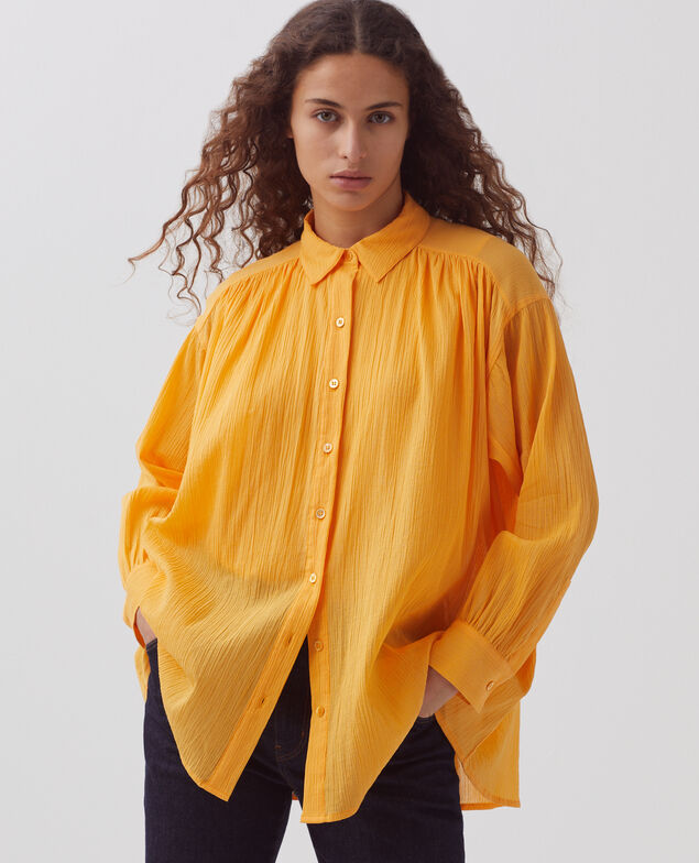 Blusa de algodón plisado H450 artisan's gold