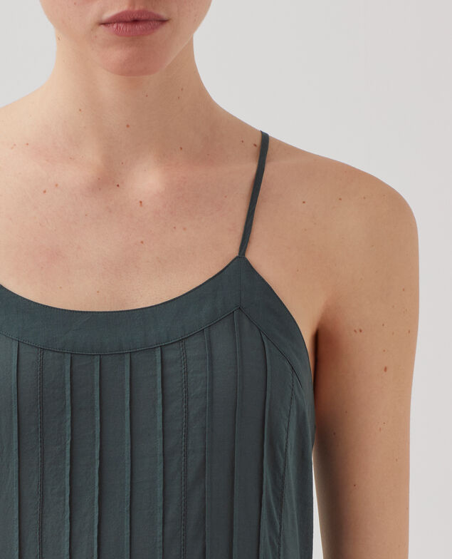 Vestido largo en gasa de algodón con tirantes J590 spruce green