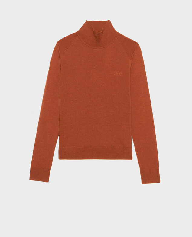 Jersey de lana merino con cuello subido Tortoise shell