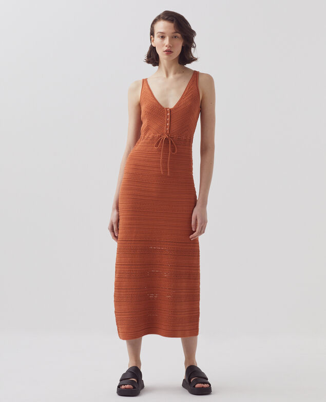 Vestido de crochet de algodón H350 amber brown