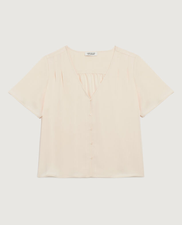 Blusa fluida con cuello de pico J300 natural