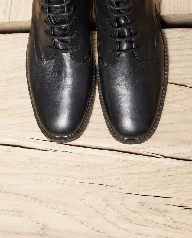 Botines altos de piel lisa Noir