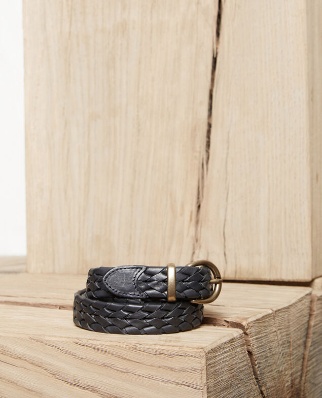 Cinturón trenzado de cuero Dark navy