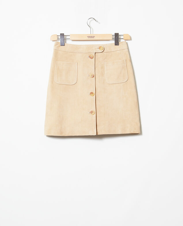 Falda corta de ante Camel beige