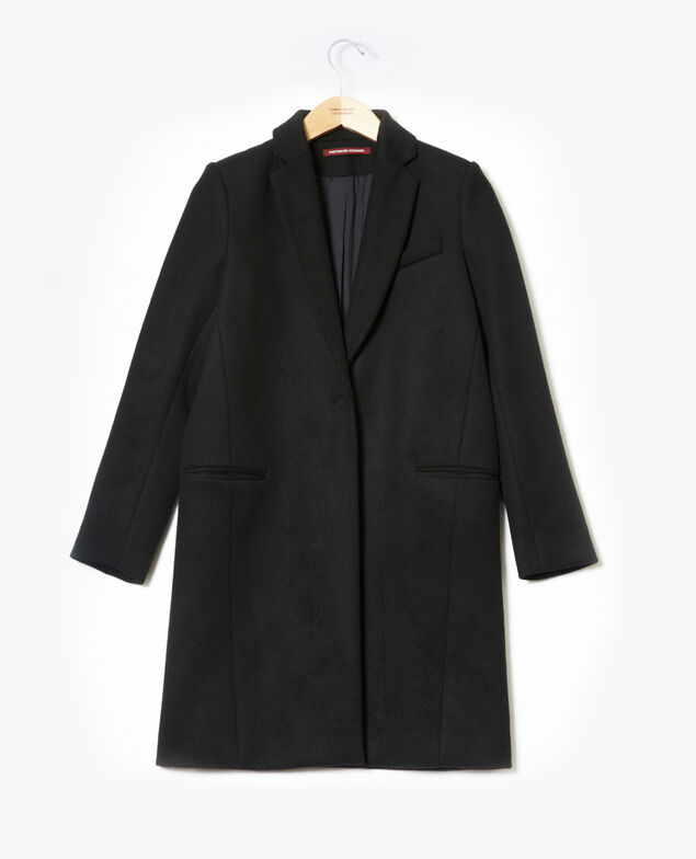 Abrigo con cuello de traje Negro