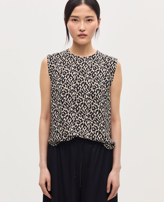 Top fluido sin mangas K010 leo ecru