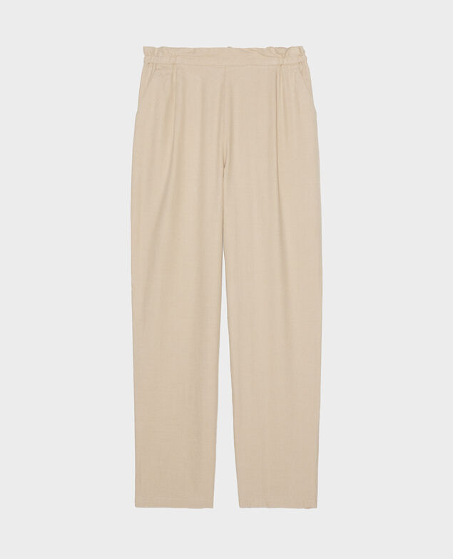 Pantalón con lino y algodón Oxford tan
