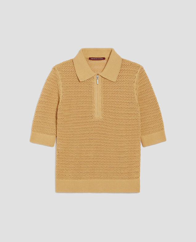 Jersey cuello polo con cremallera de algodón J420 moonstone