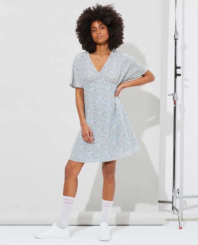 Vestido corto de seda Art deco blue