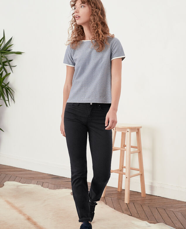 Jeans cigarette tacto piel de melocotón Navy