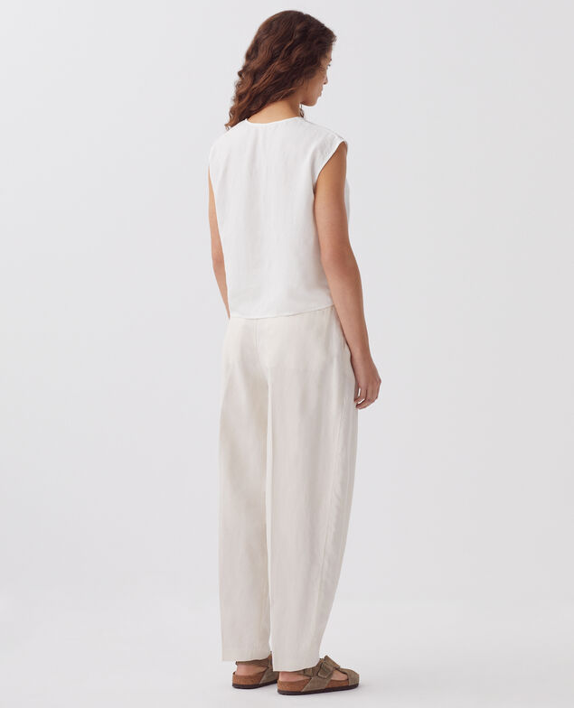 Top fluido trenzado sin mangas H003 white