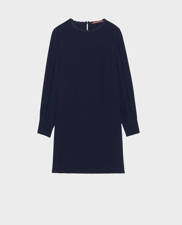 Vestido de seda amplio y corto Maritime blue