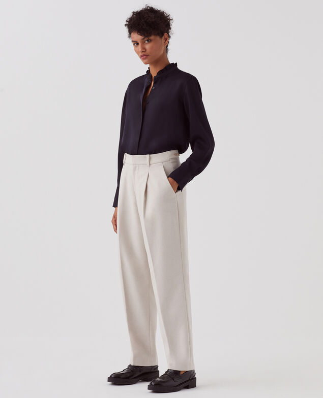 Pantalón recto de lana U300 natural