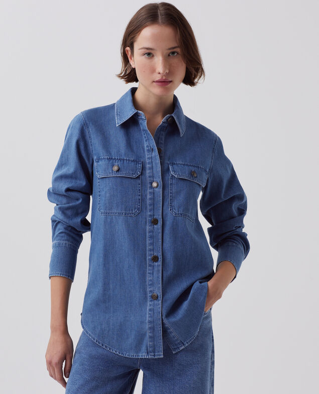 Camisa en denim de algodón J621 light blue