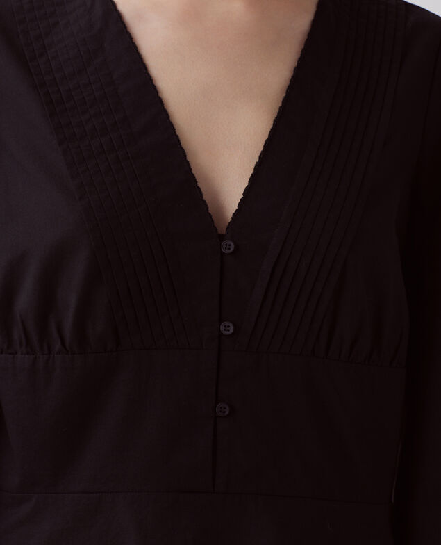 Blusa de algodón y cuello en pico H091 black beauty