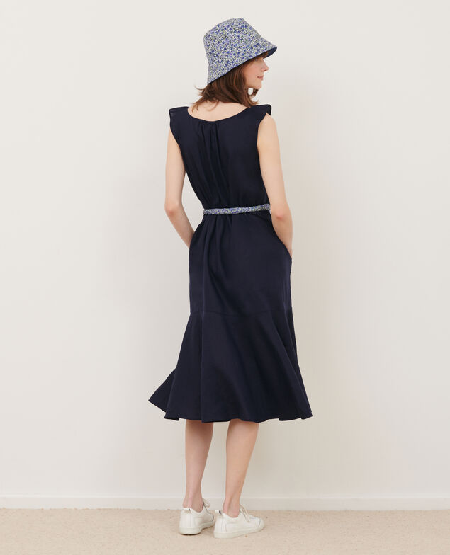 Vestido evasé de lino 68 blue