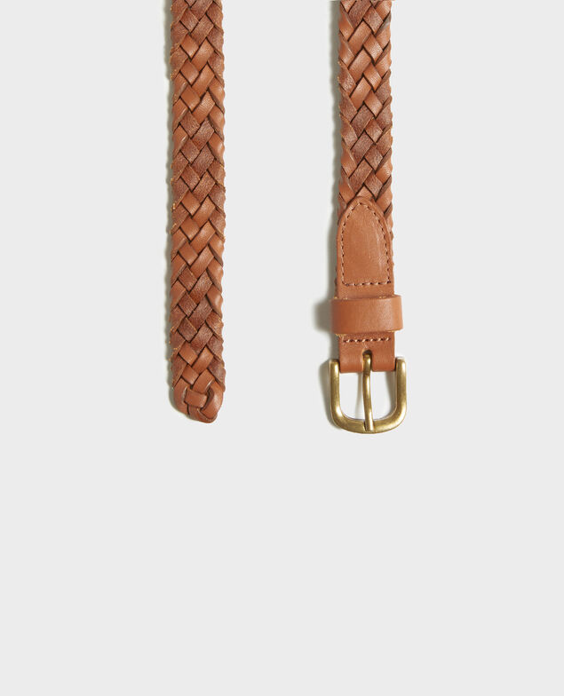 Cinturón trenzado de cuero Camel
