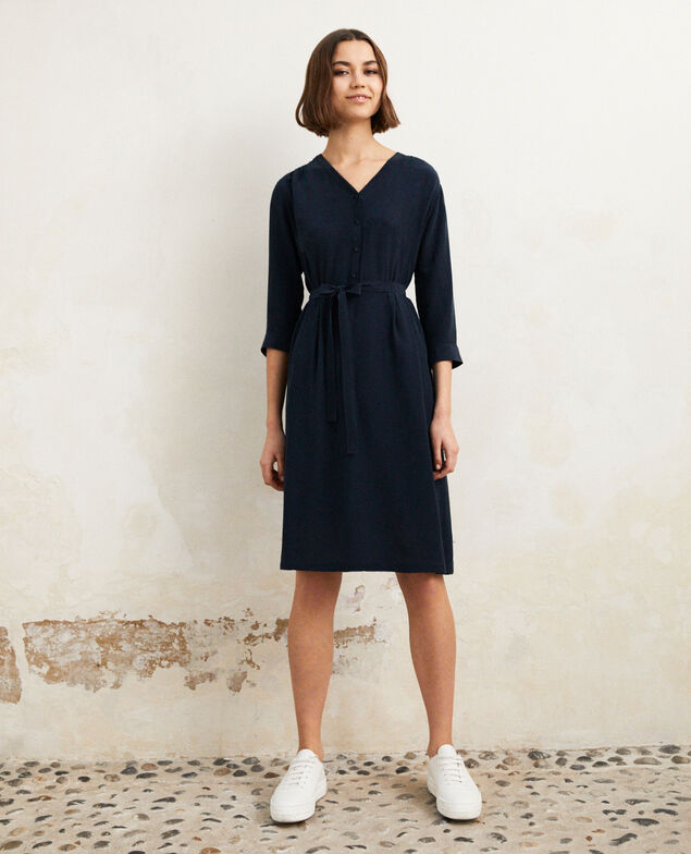 Vestido midi con seda Ink navy