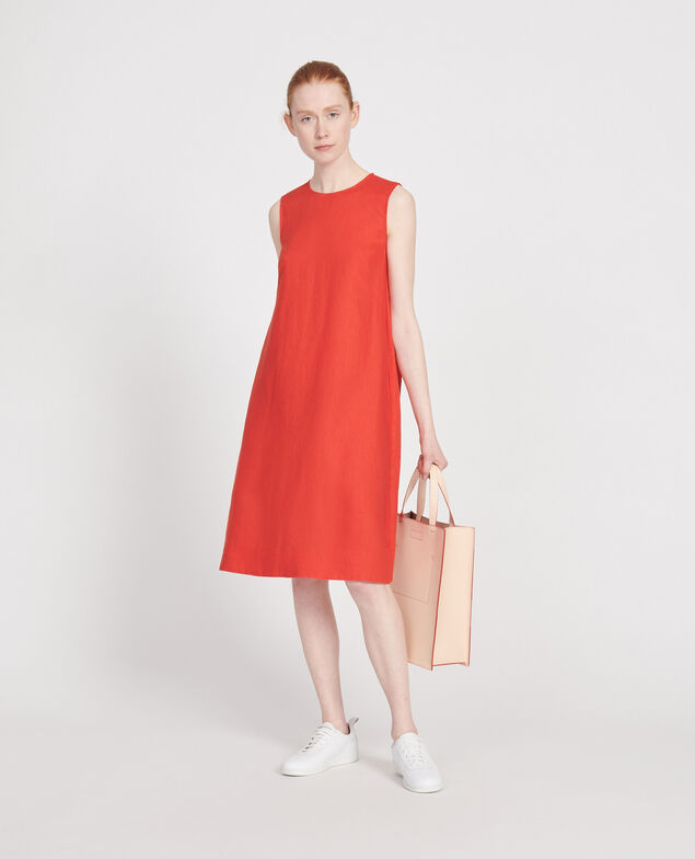 Vestido 100 % de lino Fiery red