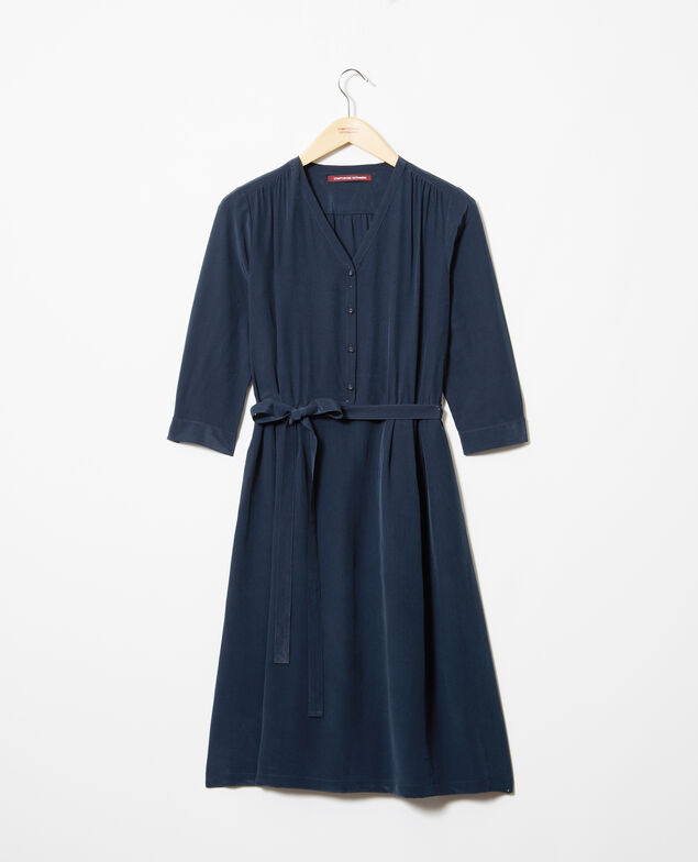 Vestido midi con seda Ink navy