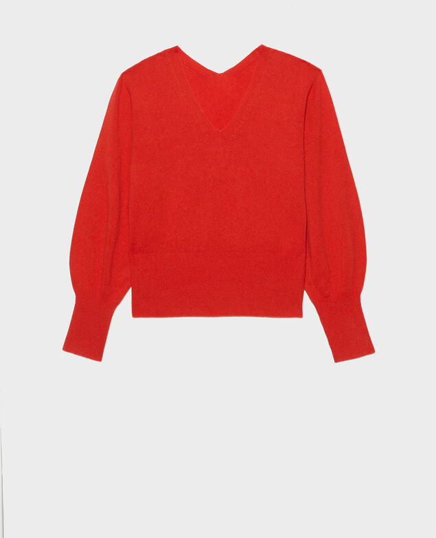 Jersey fino de cachemir 3D con cuello de pico Valiant poppy