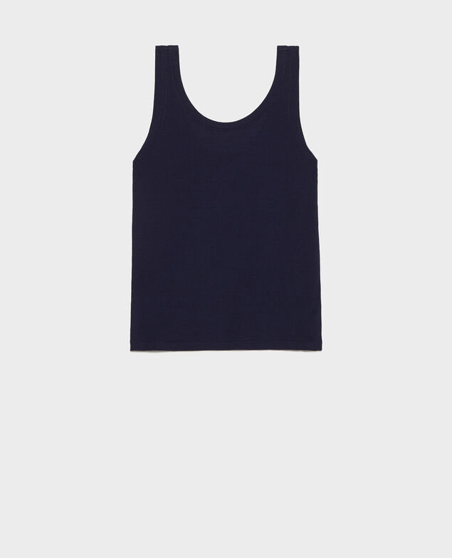 Camiseta de tirantes de algodón mercerizado con canalé Maritime blue