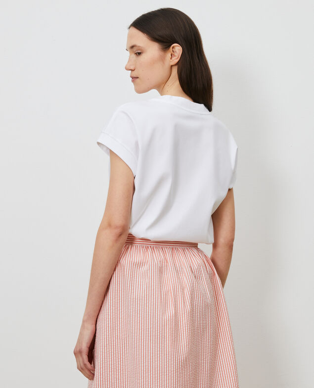 Camiseta de algodón bío con cuello de pico Optical white