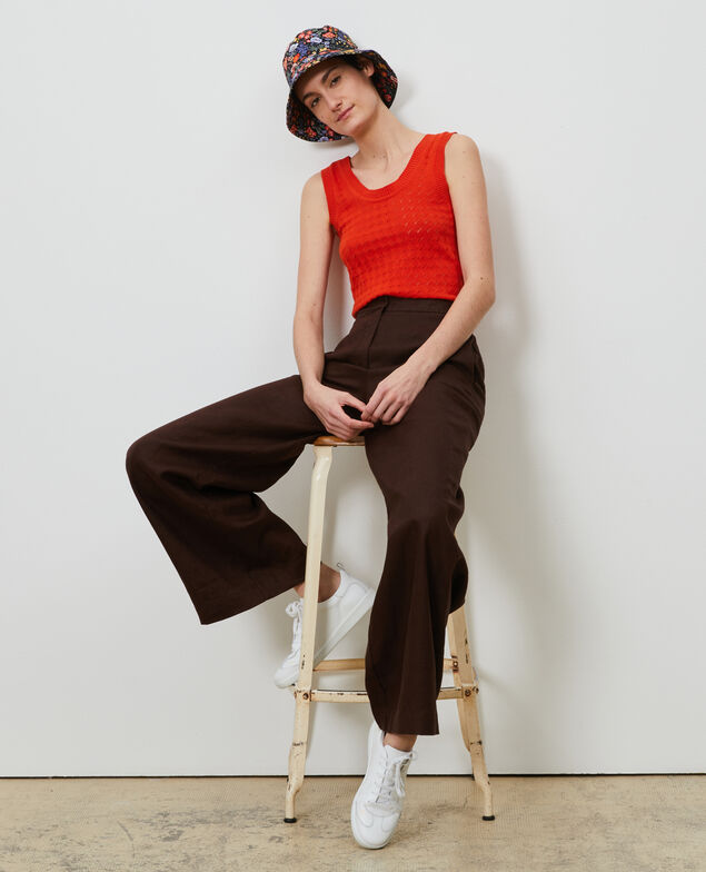 Camiseta de tirantes de algodón y lino Pureed pumpkin