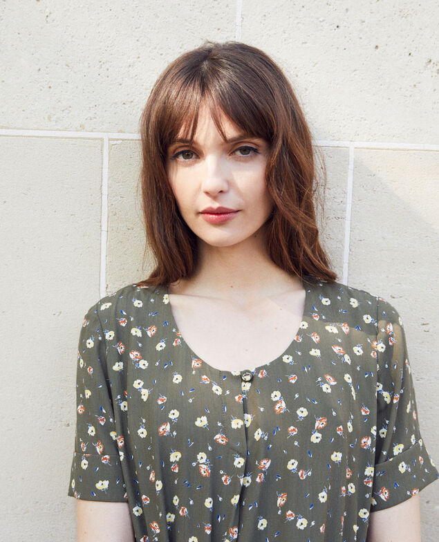 Vestido con lazo lavalière desmontable Coquelicot cheng olive