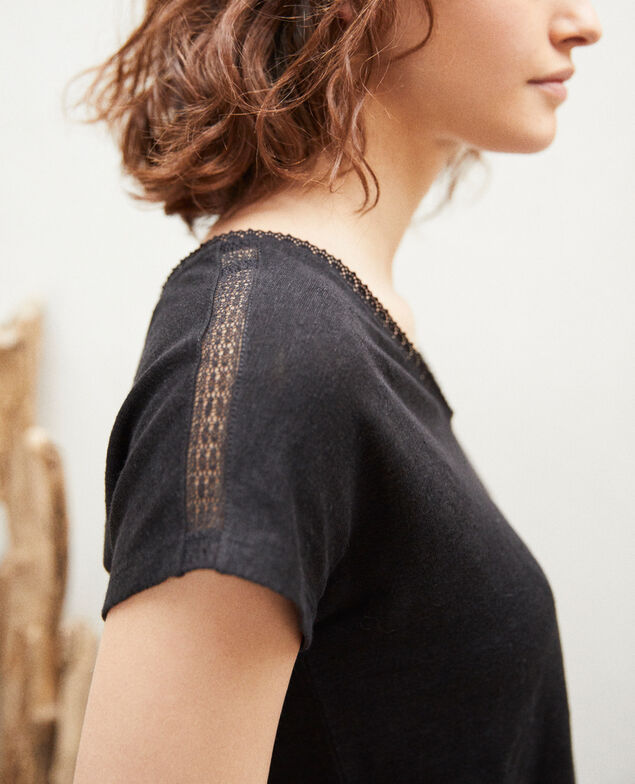 T-shirt en lin Noir