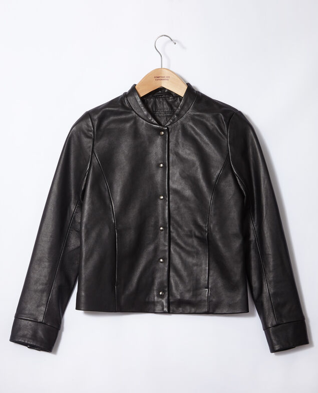 Chaqueta de cuero estilo bomber Negro