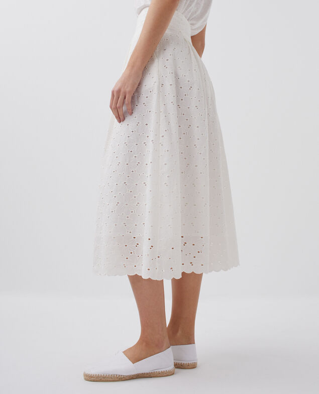 Falda larga con bordado inglés H003 white