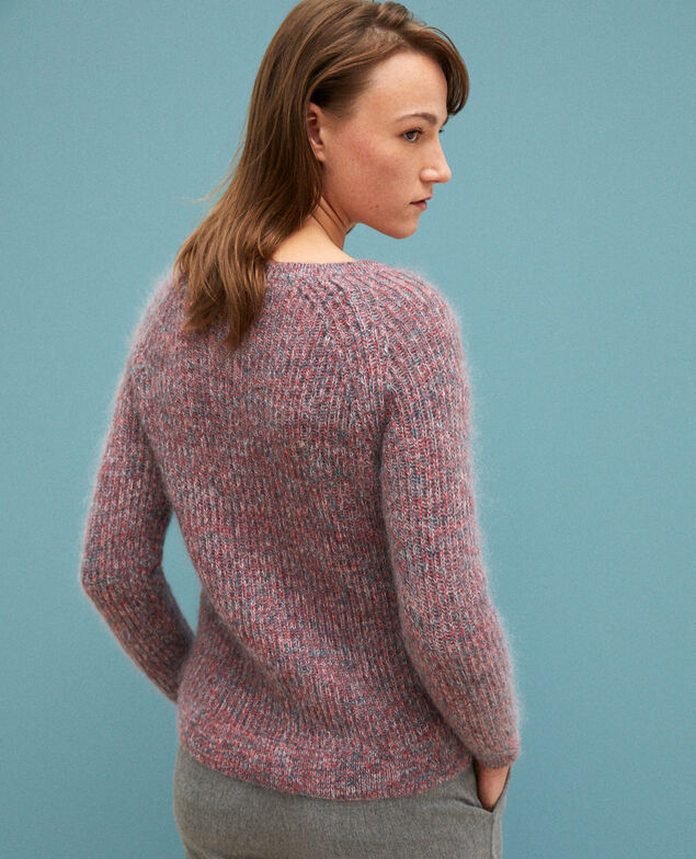 Jersey jaspeado de mohair Pompeian red/ultra green/off white