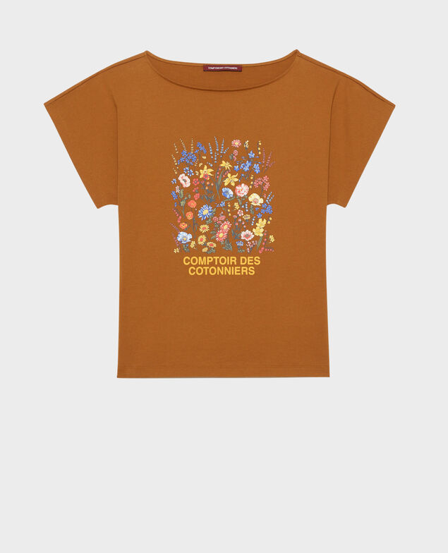 Camiseta de algodón manga corta Bronze brown