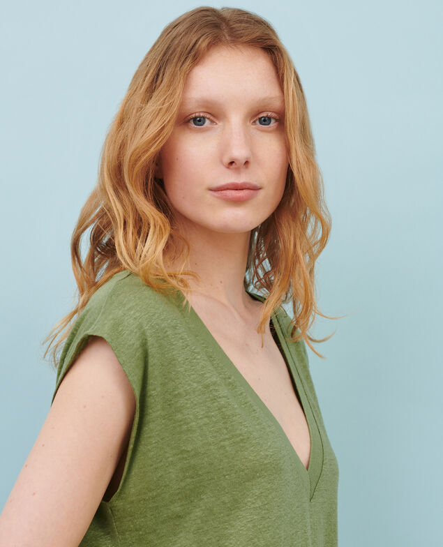 Vestido corto de lino 52 green