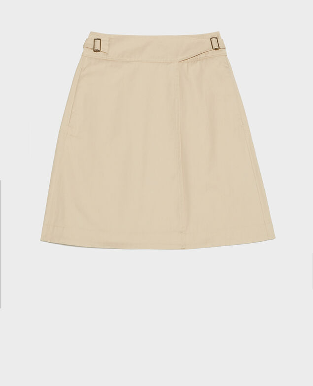 Falda cruzada de algodón Oxford tan