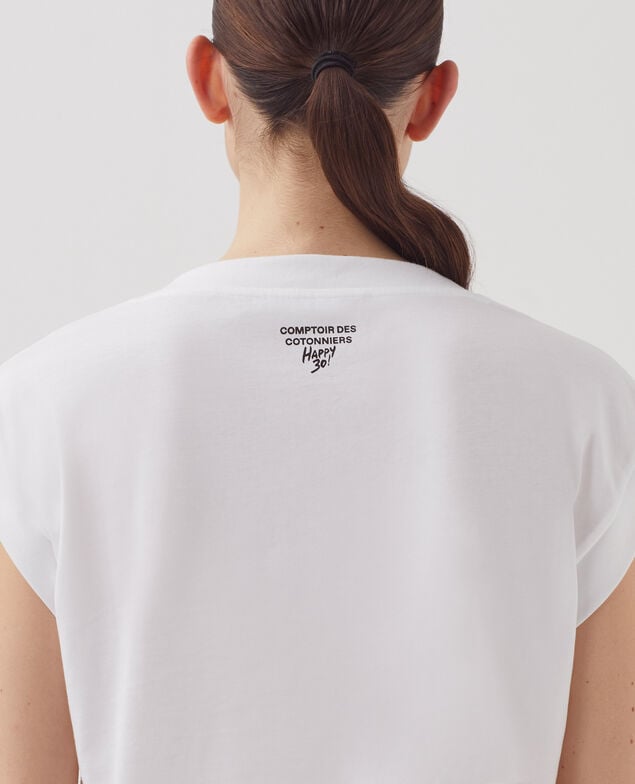 Camiseta corte caja de algodón J001 white base words