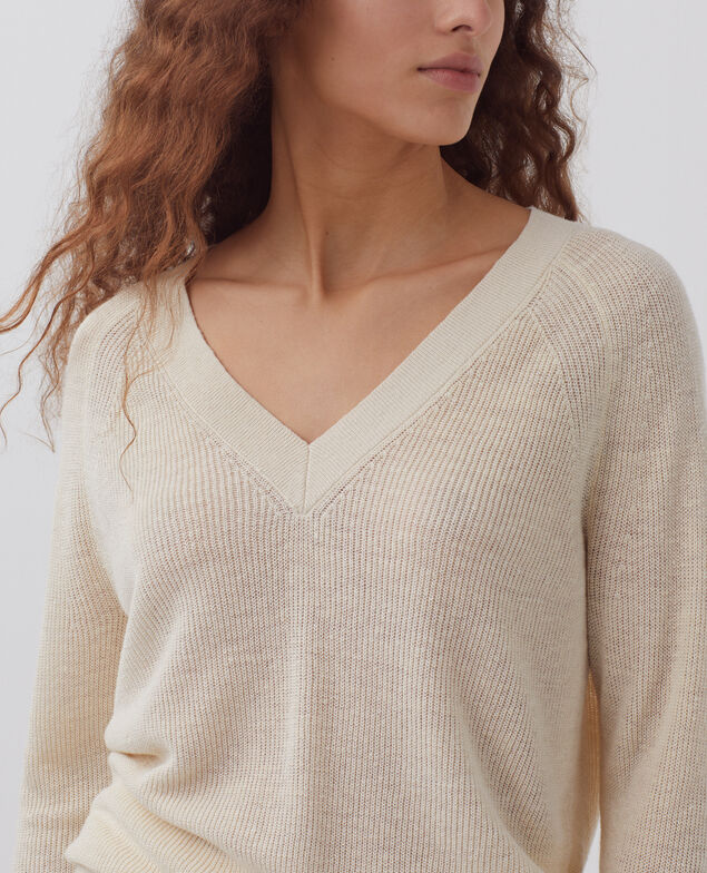 Jersey de lino con cuello de pico H303 white swan