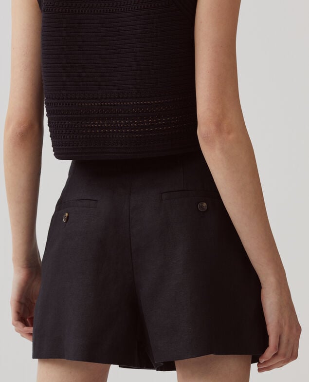 Short de lino con pinzas H091 black beauty