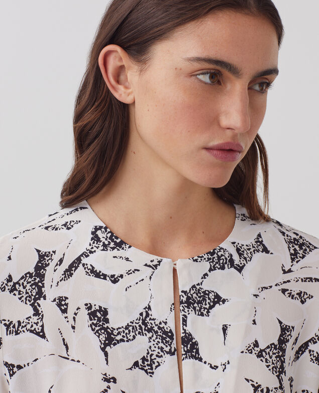 Vestido largo fluido J301 flower camo ecru