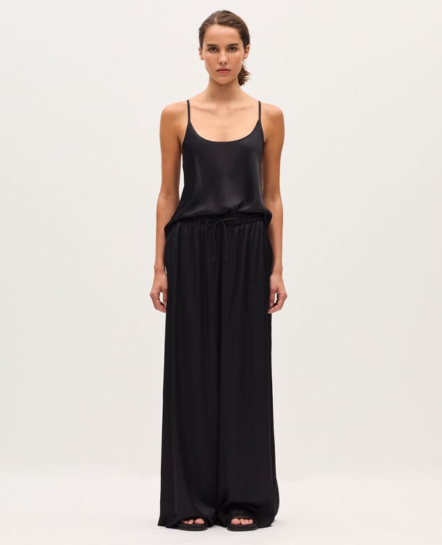Pantalón ancho fluido satinado H091 black beauty